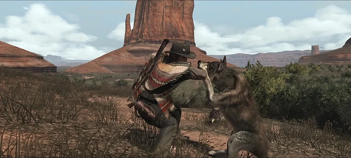 RDR на ПК, Джон Марстон дерется с собакой.