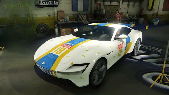 Itali GTO Stinger TT с раскраской Knuckleduster в ГТА Онлайн.