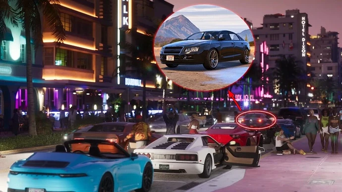Крутой Tailgater стоит на обочине в GTA 6.
