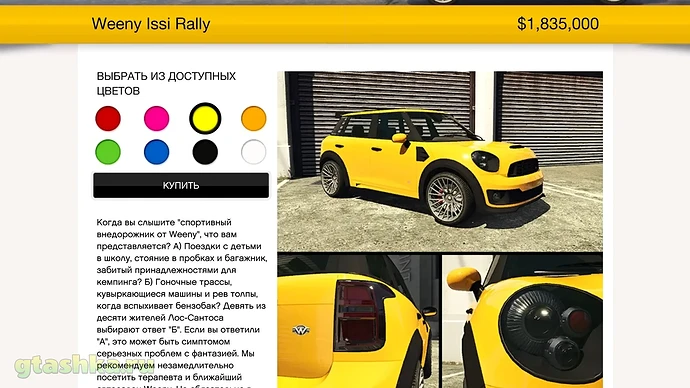 Weeny Issi Rally в GTA Online. Стоимость