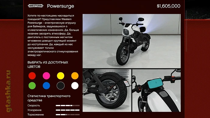 Western Powersurge в ГТА Онлайн стоимость байка