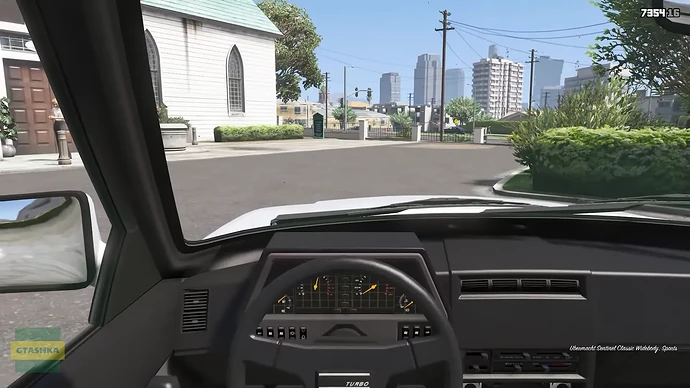Sentinel Classic Широкий в GTA Online. Вид из кабины