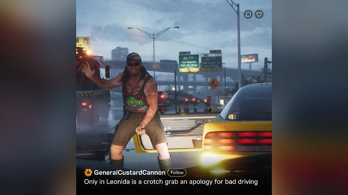 Мужик извиняется за плохое вождение в новой GTA.