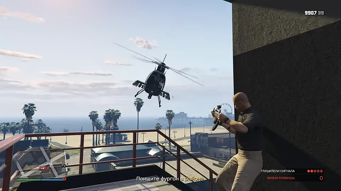 Ветролет напал на главного героя в GTA V.
