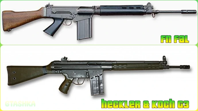 FN FAL и Heckler & Koch G3 в ГТА Онлайн.