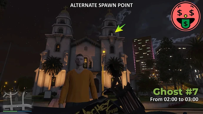Призрак на церковном балконе в GTA Online на Хэллоуин.
